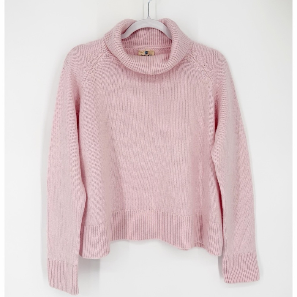 Colori 40Colori Soft Pink Italian Cashmere T-Neck Sweater Size XSmall - Picture 1 of 6